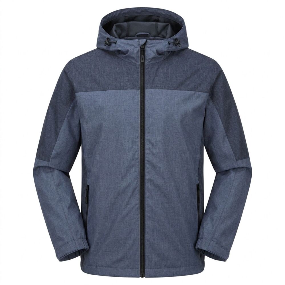 Hawke & Co Sport Mens Heather Slate Blue Hooded Windbreaker Jacket Size M